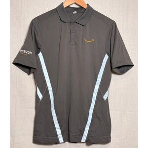 Amazon Employee Uniform Polo Shirt Gray Reflective Safety Stripe Mens Sz Small